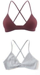 2 PCS Comfort Cotton Bra For Women French Style Bralette Deep V Triangle Cup Bralet Underwear Wireless Lingerie Push Up Bras