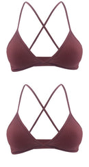 2 PCS Comfort Cotton Bra For Women French Style Bralette Deep V Triangle Cup Bralet Underwear Wireless Lingerie Push Up Bras