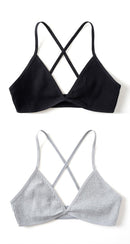 2 PCS Comfort Cotton Bra For Women French Style Bralette Deep V Triangle Cup Bralet Underwear Wireless Lingerie Push Up Bras