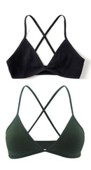 2 PCS Comfort Cotton Bra For Women French Style Bralette Deep V Triangle Cup Bralet Underwear Wireless Lingerie Push Up Bras