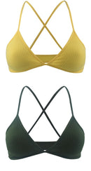 2 PCS Comfort Cotton Bra For Women French Style Bralette Deep V Triangle Cup Bralet Underwear Wireless Lingerie Push Up Bras