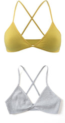 2 PCS Comfort Cotton Bra For Women French Style Bralette Deep V Triangle Cup Bralet Underwear Wireless Lingerie Push Up Bras