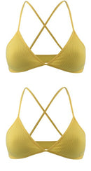2 PCS Comfort Cotton Bra For Women French Style Bralette Deep V Triangle Cup Bralet Underwear Wireless Lingerie Push Up Bras