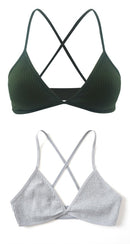 2 PCS Comfort Cotton Bra For Women French Style Bralette Deep V Triangle Cup Bralet Underwear Wireless Lingerie Push Up Bras