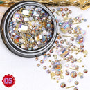 1 Jar Mix Shapes Glitter Diamond Pearls Metal Twisted Bar Beads Frosted Heart Nail Art Rhinestones Gems Decals Manicure DIY Tips