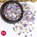 1 Jar Mix Shapes Glitter Diamond Pearls Metal Twisted Bar Beads Frosted Heart Nail Art Rhinestones Gems Decals Manicure DIY Tips
