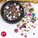 1 Jar Mix Shapes Glitter Diamond Pearls Metal Twisted Bar Beads Frosted Heart Nail Art Rhinestones Gems Decals Manicure DIY Tips