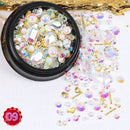 1 Jar Mix Shapes Glitter Diamond Pearls Metal Twisted Bar Beads Frosted Heart Nail Art Rhinestones Gems Decals Manicure DIY Tips
