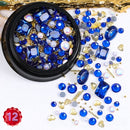 1 Jar Mix Shapes Glitter Diamond Pearls Metal Twisted Bar Beads Frosted Heart Nail Art Rhinestones Gems Decals Manicure DIY Tips