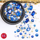1 Jar Mix Shapes Glitter Diamond Pearls Metal Twisted Bar Beads Frosted Heart Nail Art Rhinestones Gems Decals Manicure DIY Tips