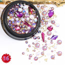 1 Jar Mix Shapes Glitter Diamond Pearls Metal Twisted Bar Beads Frosted Heart Nail Art Rhinestones Gems Decals Manicure DIY Tips