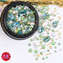 1 Jar Mix Shapes Glitter Diamond Pearls Metal Twisted Bar Beads Frosted Heart Nail Art Rhinestones Gems Decals Manicure DIY Tips