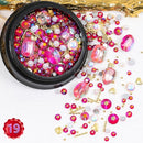 1 Jar Mix Shapes Glitter Diamond Pearls Metal Twisted Bar Beads Frosted Heart Nail Art Rhinestones Gems Decals Manicure DIY Tips