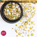 1 Jar Mix Shapes Glitter Diamond Pearls Metal Twisted Bar Beads Frosted Heart Nail Art Rhinestones Gems Decals Manicure DIY Tips