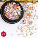 1 Jar Mix Shapes Glitter Diamond Pearls Metal Twisted Bar Beads Frosted Heart Nail Art Rhinestones Gems Decals Manicure DIY Tips