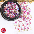 1 Jar Mix Shapes Glitter Diamond Pearls Metal Twisted Bar Beads Frosted Heart Nail Art Rhinestones Gems Decals Manicure DIY Tips