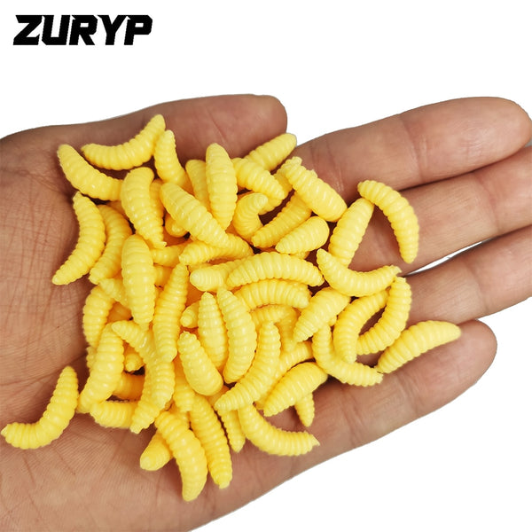 ZURYP Fishing Lure Lifelike Worm Maggot Grub Soft Bait Silicone Artificial Bait Earthworm Baits Smell Shrimp Additive Bass Carp