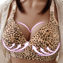 Fashion Leopard print yoga bra sexy front button underwear push up bra buckle female Anti-Sagging Large Size Bra 2021 Female bra