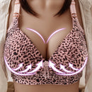 Fashion Leopard print yoga bra sexy front button underwear push up bra buckle female Anti-Sagging Large Size Bra 2021 Female bra