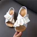 2021 New Summer Children's Sandals Leather Ruffles Toddler Kids Shoes Cute Baby Shoes Soft Fashion Princess Girls Sandals 21-30