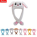Rabbit Hat Moving Ears Cute Cartoon Toy Hat  Kawaii Funny Hat Birthday Gift Bunny Plush Cap Winter Hat For Kids Adult Girlfriend