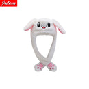 Rabbit Hat Moving Ears Cute Cartoon Toy Hat  Kawaii Funny Hat Birthday Gift Bunny Plush Cap Winter Hat For Kids Adult Girlfriend