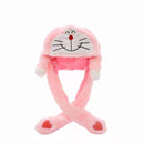 Rabbit Hat Moving Ears Cute Cartoon Toy Hat  Kawaii Funny Hat Birthday Gift Bunny Plush Cap Winter Hat For Kids Adult Girlfriend