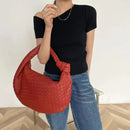 2021 Fashion Handmade Woven Bag Luxury Woven Leather Printed Shoulder Bag Lady Crossbody Hobo PU Knotted Handle Casual Handbag