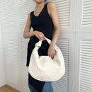 2021 Fashion Handmade Woven Bag Luxury Woven Leather Printed Shoulder Bag Lady Crossbody Hobo PU Knotted Handle Casual Handbag