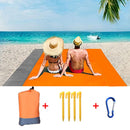 200x210CM Large Beach Mat Anti Sand-free Beach Towel Anti Sand Beach Blanket Pocket Picnic 4 Anchor Wind Prevent Sand Proof Mat