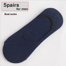 1/5 Pairs Men Cotton Socks Summer Breathable Invisible Boat Socks Nonslip Loafer Ankle Low Cut Short Sock Male Sox for Shoes