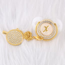 26 Initial Letters Transparent Bling Pacifier With Chain Clip Newborn Kids Baby Orthodontic Dummy Teat Nipple Soother