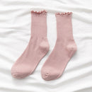 White Socks Women Kawaii Cute Frilly Ruffle Socks Cotton Japanese Fashion Purple Woman Crew Socks Female calcetines de la mujer