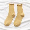 White Socks Women Kawaii Cute Frilly Ruffle Socks Cotton Japanese Fashion Purple Woman Crew Socks Female calcetines de la mujer