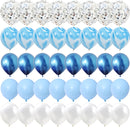 40 Pcs Blue Set Agate Marble Balloons Silver Confetti Balloon Wedding Valentine's Day Baby Shower Birthday Party Decorations