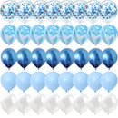 40 Pcs Blue Set Agate Marble Balloons Silver Confetti Balloon Wedding Valentine's Day Baby Shower Birthday Party Decorations