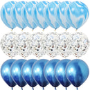 40 Pcs Blue Set Agate Marble Balloons Silver Confetti Balloon Wedding Valentine's Day Baby Shower Birthday Party Decorations