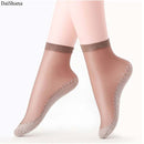 20pcs=10Pairs Summer Bamboo Female Short Socks Free Size Women Socks Tink Crystal Transparent Silk High Quality Socks Girl Ankle