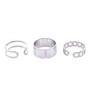 3pcs Hip Hop Punk Open Ring Men Women Jewelry Party Accessories Goth Ring Personality Three Finger Conjoined Chain New Trend