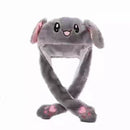 Rabbit Hat Moving Ears Cute Cartoon Toy Hat  Kawaii Funny Hat Birthday Gift Bunny Plush Cap Winter Hat For Kids Adult Girlfriend