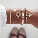 31 Styles Boho Mixed Leaves Letter Map Geometric Crystal Infinity Pentagram Shell Multi-layer Chain Bracelet Women Wholesale