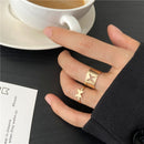 17KM Punk Gold Wide Chain Rings Set For Women Girls Fashion Irregular Finger Thin Rings Gift 2021 Female Jewelry Party