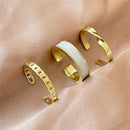 17KM Punk Gold Wide Chain Rings Set For Women Girls Fashion Irregular Finger Thin Rings Gift 2021 Female Jewelry Party
