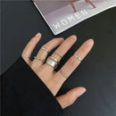 17KM Punk Gold Wide Chain Rings Set For Women Girls Fashion Irregular Finger Thin Rings Gift 2021 Female Jewelry Party