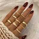 17KM Punk Gold Wide Chain Rings Set For Women Girls Fashion Irregular Finger Thin Rings Gift 2021 Female Jewelry Party