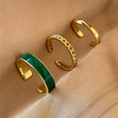 17KM Punk Gold Wide Chain Rings Set For Women Girls Fashion Irregular Finger Thin Rings Gift 2021 Female Jewelry Party