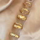 17KM Punk Gold Wide Chain Rings Set For Women Girls Fashion Irregular Finger Thin Rings Gift 2021 Female Jewelry Party