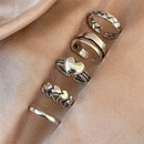 17KM Punk Gold Wide Chain Rings Set For Women Girls Fashion Irregular Finger Thin Rings Gift 2021 Female Jewelry Party