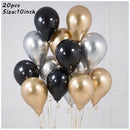 20pcs Chrome Metal Gold Silver Balloon Confetti Set Birthday Party Decorations Adult Kids Helium Globos Air Balls Wedding Decor