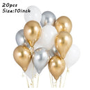 20pcs Chrome Metal Gold Silver Balloon Confetti Set Birthday Party Decorations Adult Kids Helium Globos Air Balls Wedding Decor